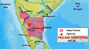 Map showing Pallava dynasty, 645 CE